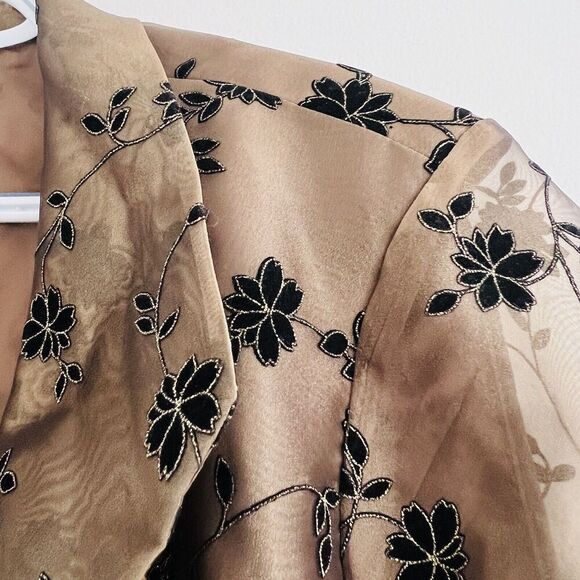 Dressbarn Woman Collection Brown & Black Floral Embellished Jacket ~ Plus Sz 20W - Picture 5 of 9